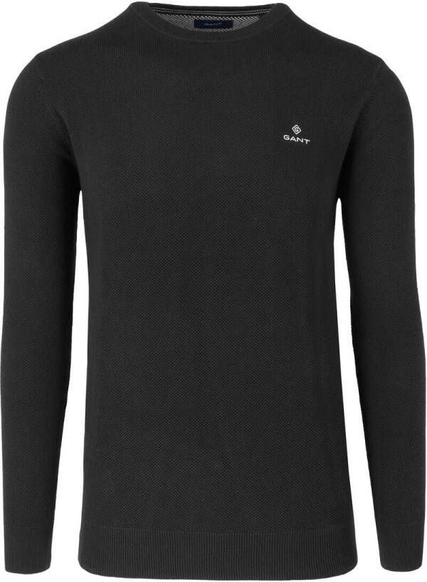 Gant Pique C hals trui , Grijs, Heren