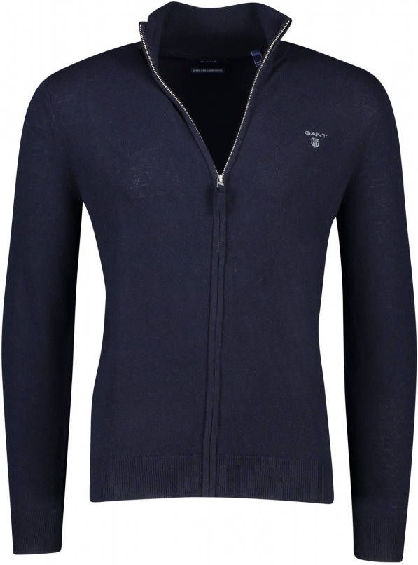 Gant Vest EXTRAFINE LAMBSWOOL ZIP CARD hoge kraag, over de gehele lengte te sluiten