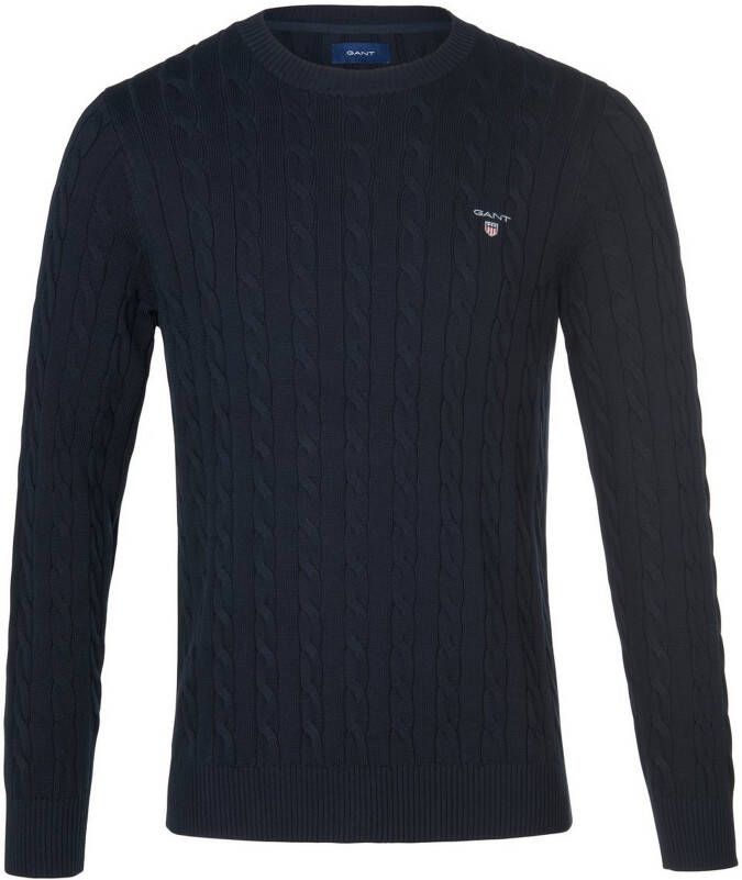 GANT Regular Fit Trui ronde halsnachtblauw, Effen