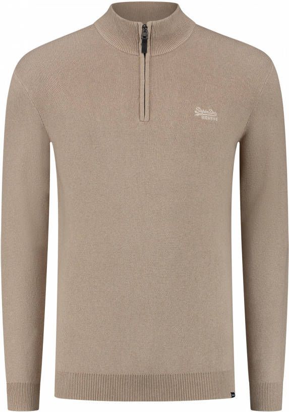 Superdry Sweater in kasjmierblend met halve rits en logoborduring