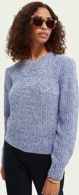 Scotch & Soda Grofgebreide trui met schoudervulling en gemê, leerd dessin