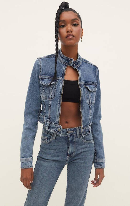 Stradivarius Comfort Fit Denim Jack Medium Lichtblauw Denim