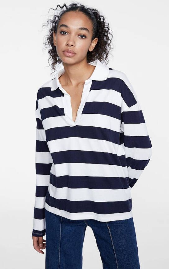 Stradivarius Gestreepte Polo Donkermarine