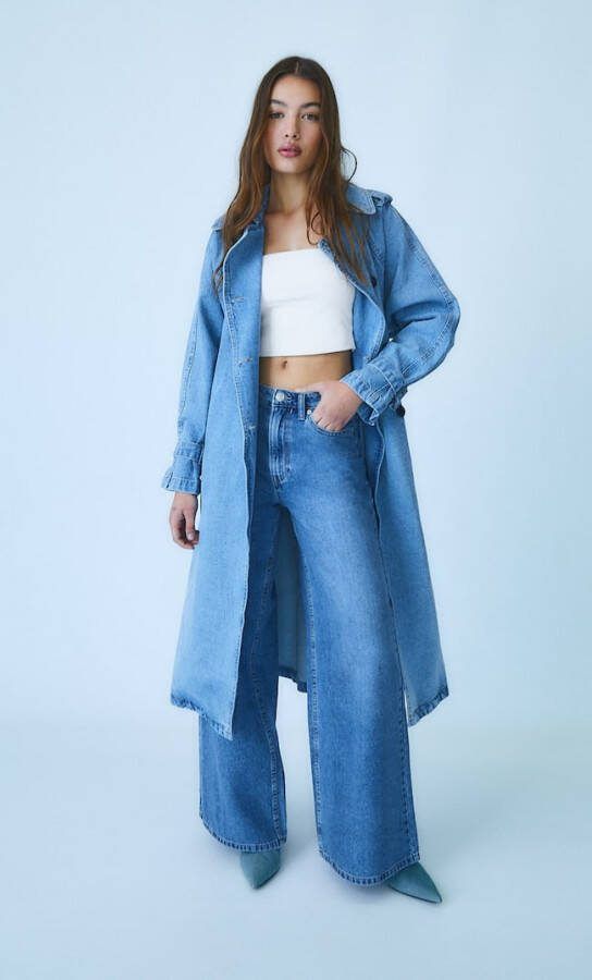 Stradivarius Jeans Met Superwijde Pijpen Medium Lichtblauw Denim 38