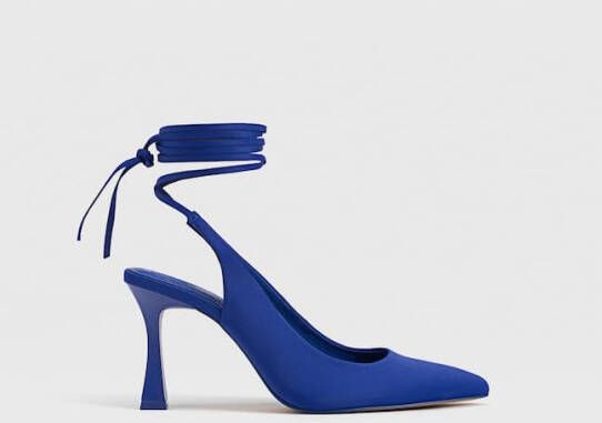 Stradivarius Mule Met Lace Up En Hoge Hak Blauw 41