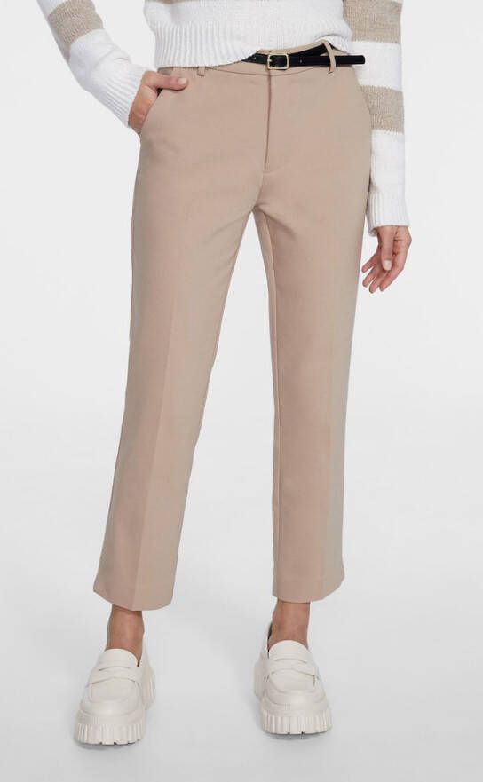 Stradivarius Smart Broek Met Riem Beige 34