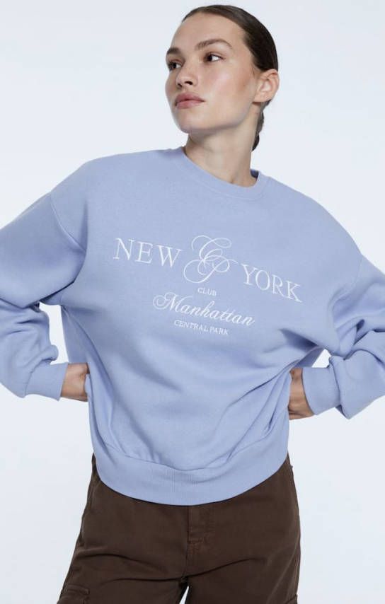 Stradivarius Sweater Met Borduursel Hemelsblauw