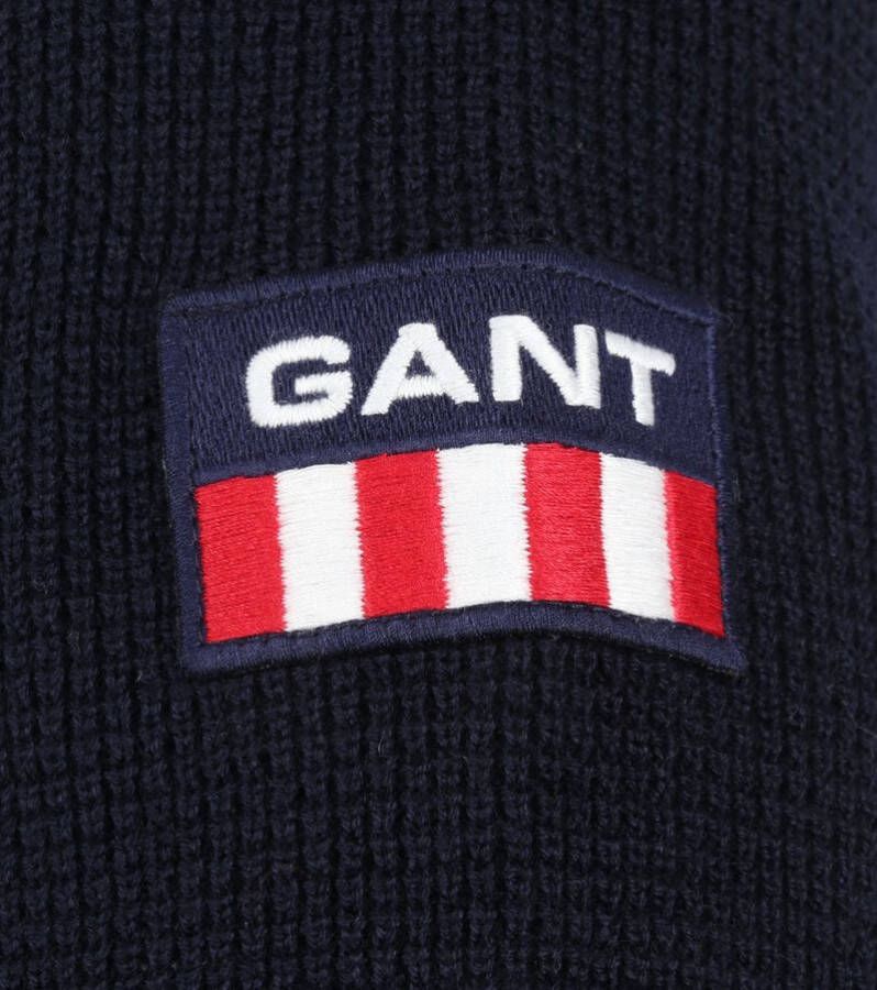 Gant Grofgebreide pullover in wolblend met halve rits
