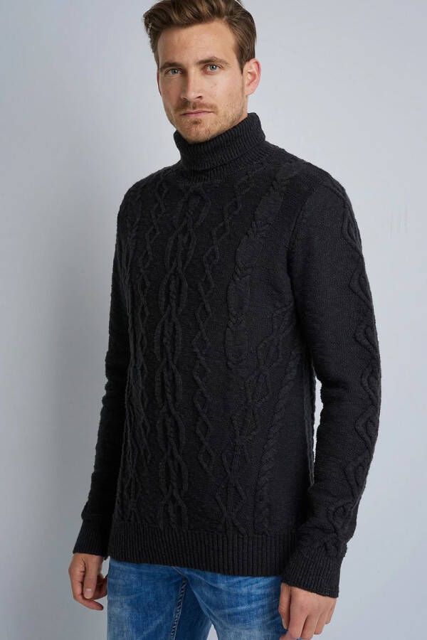 PME Legend Roll neck cotton slub black , Zwart, Heren