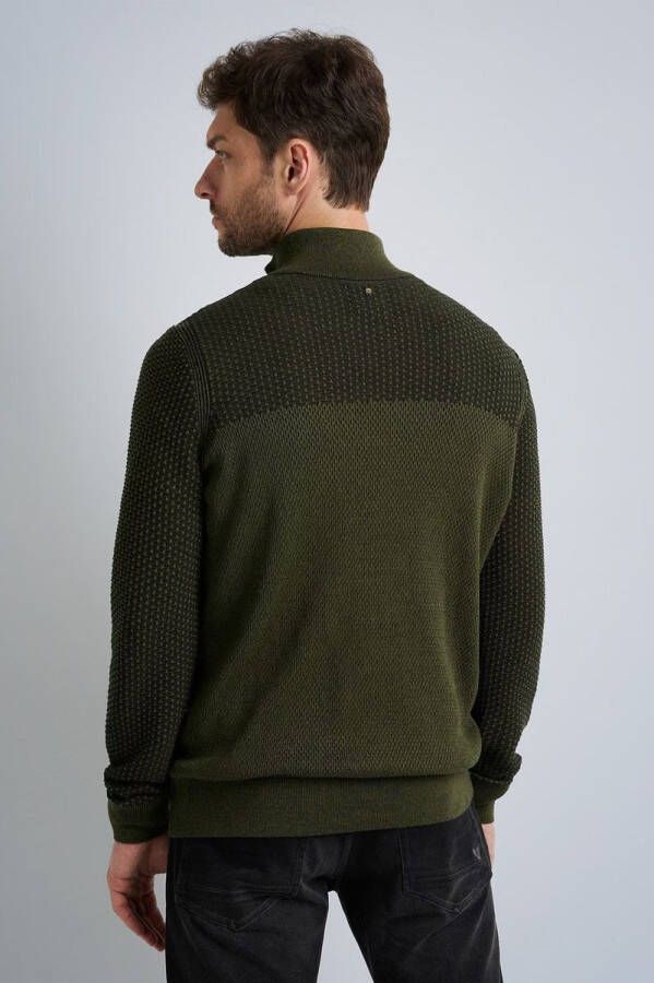 PME Legend Half Zip kraag katoengeplaatste olijf , Groen, Heren