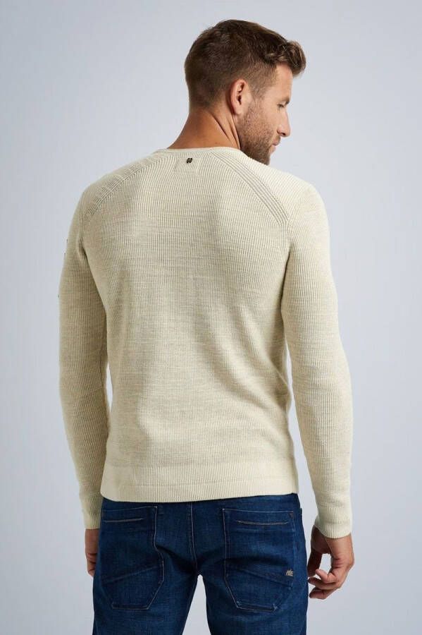 PME Legend Gebroken Wit Long Sleeve R neck Cotton Rib