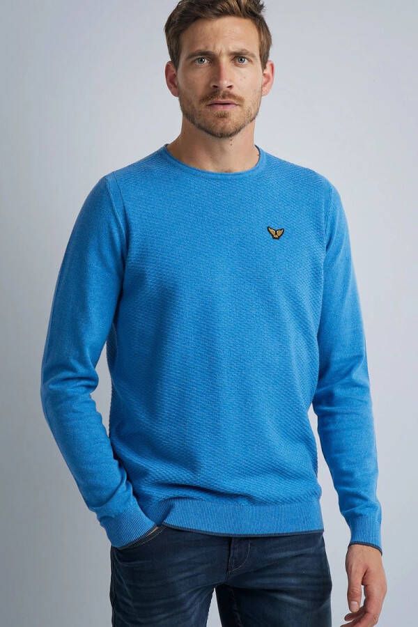 PME Legend fijngebreide pullover met textuur 5075 strong blue