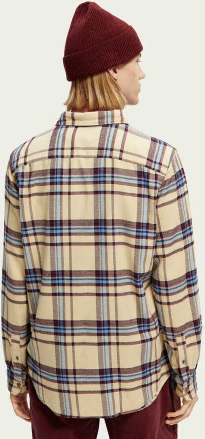 Scotch & Soda Beige Casual Overhemd Regular Fit Mid weight Brused Flannel Check Shirt