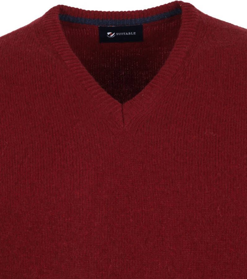 Suitable Lamswol Trui V Hals Bordeaux