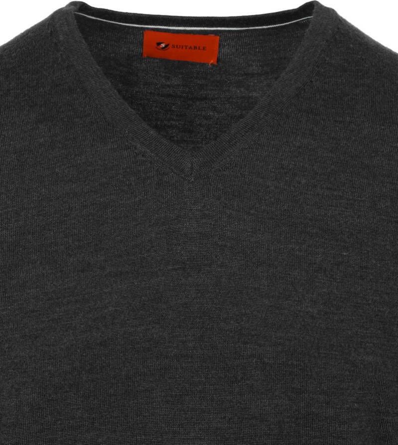 Suitable Pullover V Hals Merino Antraciet