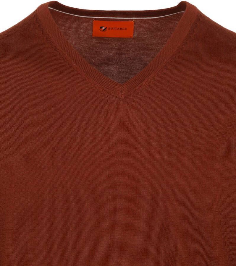 Suitable Pullover V Hals Merino Brique