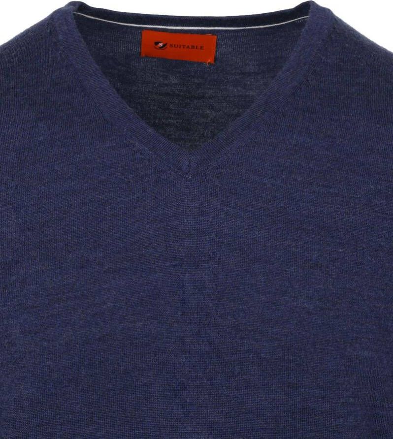 Suitable Pullover V Hals Merino Kobalt Blauw