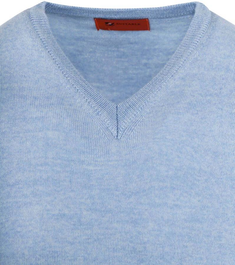 Suitable Pullover V Hals Wol Lichtblauw