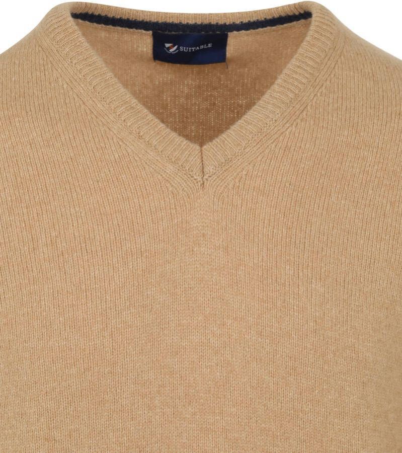 Suitable Pullover Wol V Hals Beige