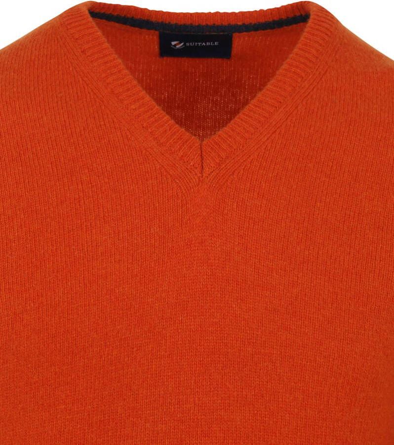 Suitable Pullover Wol V Hals Oranje