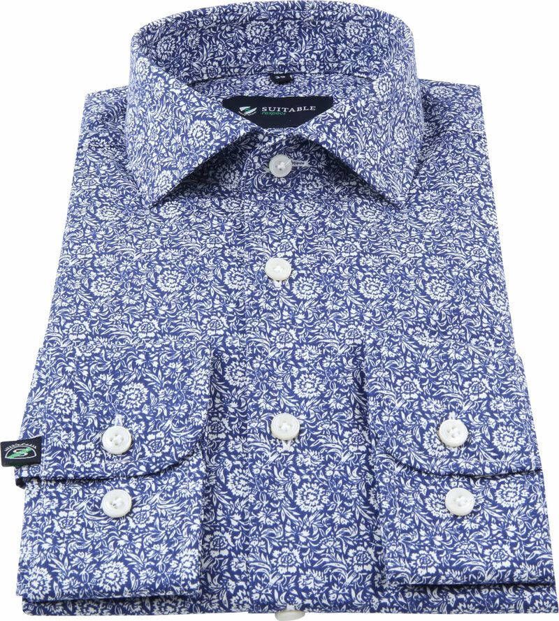 Suitable Respect Overhemd Print Navy