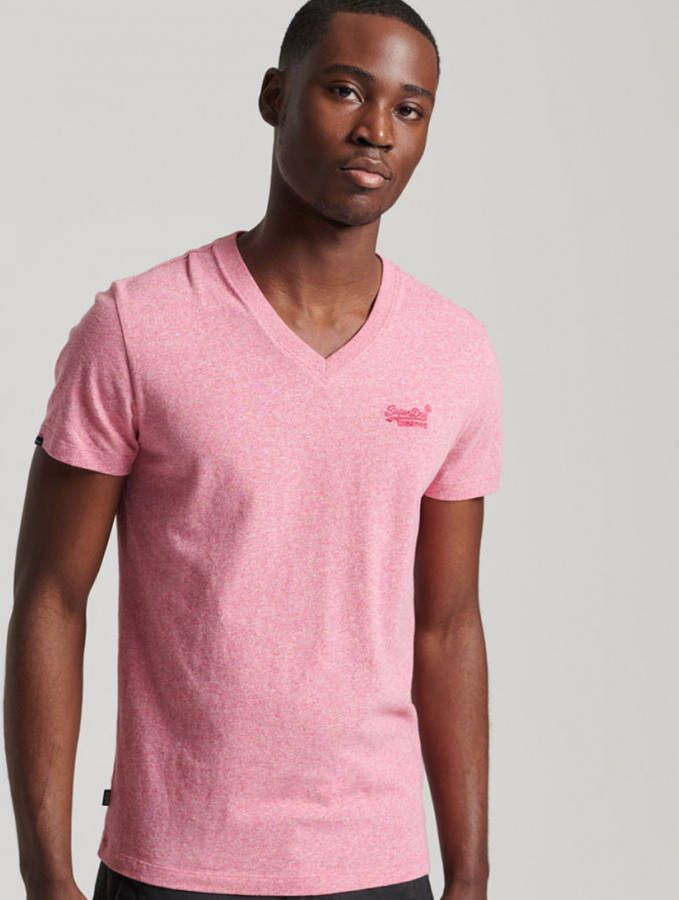 Superdry gemêleerd T shirt van biologisch katoen mid pink grit