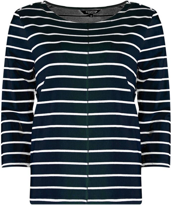 Bloomings Shirt met Ronde Hals Streep Donkerblauw Dames