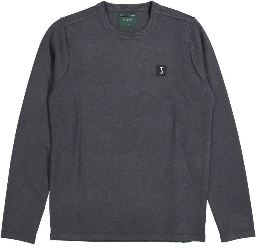 Butcher of Blue fijngebreide trui Clifden met wol nardo grey