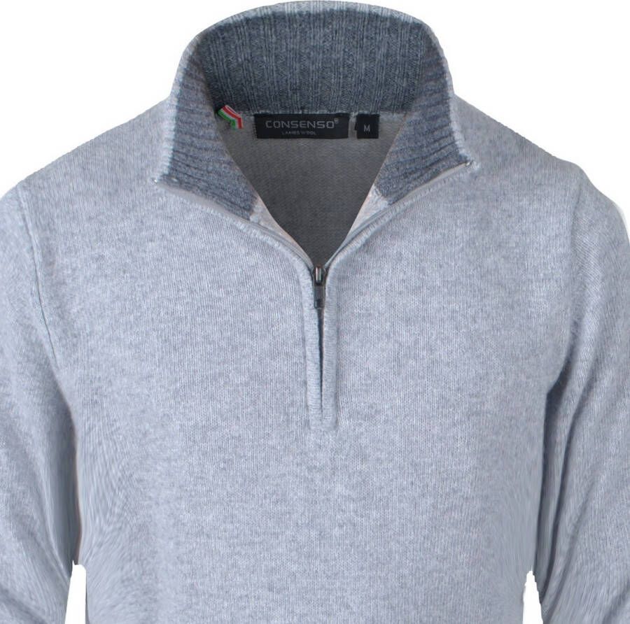 Consenso heren trui met rits lamswol