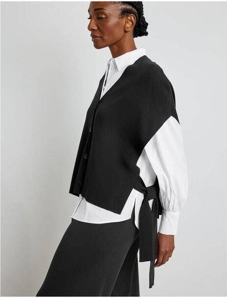 Gerry Weber Fijngebreide spencer met V-hals en gestrikt detail