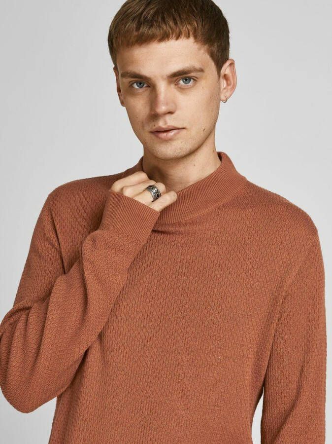 JACK & JONES PREMIUM fijngebreide trui JPRBLAWINTER met biologisch katoen caramel café