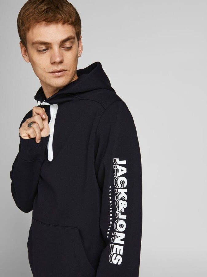 JACK & JONES CORE hoodie JCOSPRING met tekst black