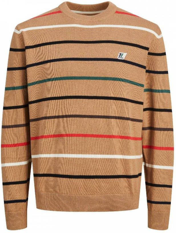 jack & jones Ronde hals gekweek , Beige, Heren