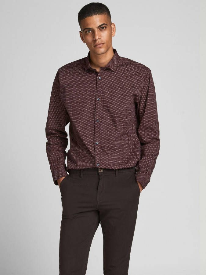 JACK & JONES PREMIUM slim fit overhemd JPRBLABLACKPOOL met all over print paars/bruin