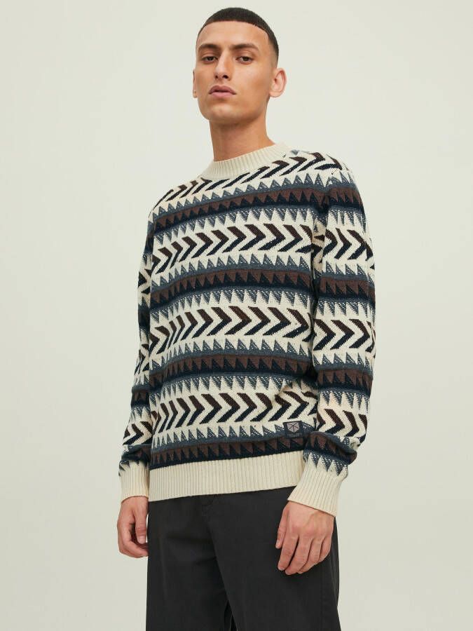 jack & jones Ronde hals gekweek , Bruin, Heren