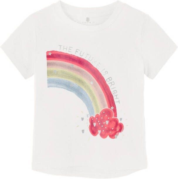 NAME IT MINI T shirt NMFFINA met printopdruk wit