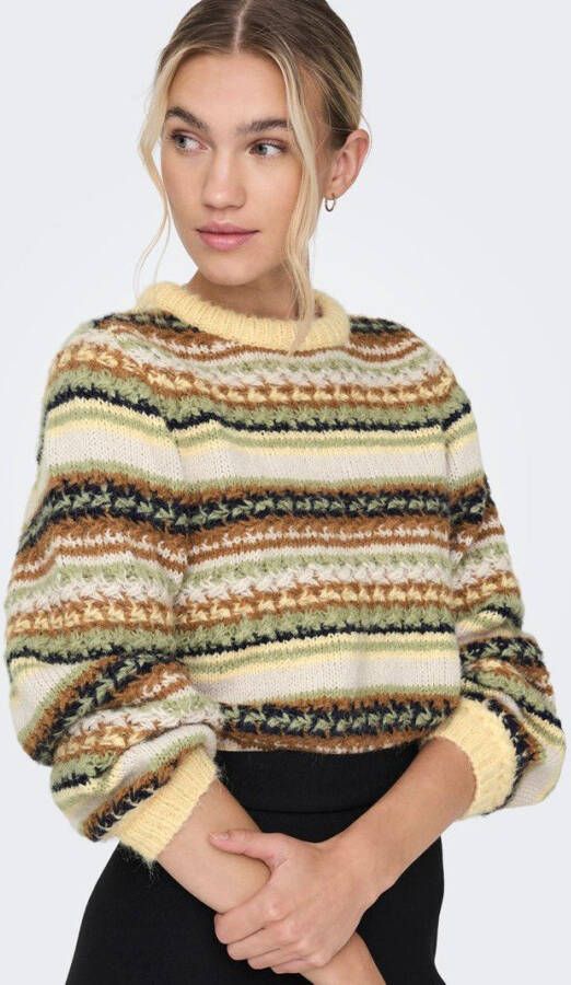 Only Mabel life l/s stripe pullover knt parsnip/tea