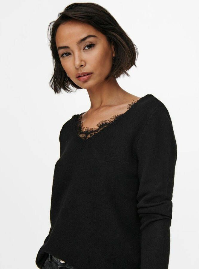 Only Trui met V hals ONLJULIE L/S LACE V NECK PULL KNT NOOS