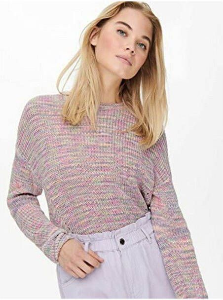 ONLY gebreide trui ONLNINNI roze/groen/paars