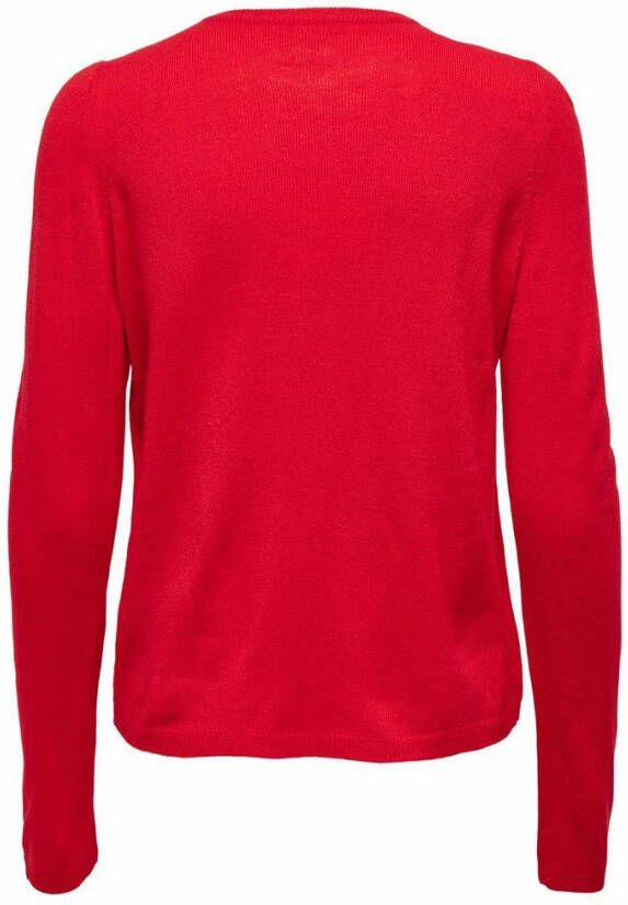 ONLY gebreide kersttrui ONLXMAS met printopdruk en pailletten rood/bruin/wit