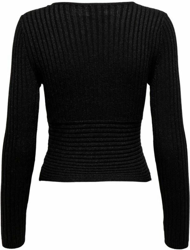 Only Trui met V hals ONLFLORENZA LIFE L/S CROPED PULLOVER met glittergaren