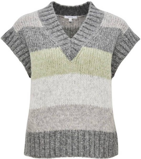 Opus Piraye grofgebreide spencer in wolblend met colourblocking