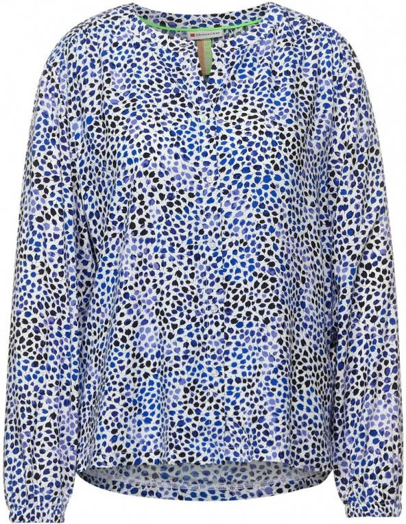 Street One blouse met all over print blauw/paars/zwart/gebroken wit