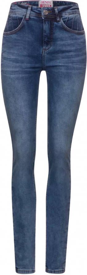 Street One high waist slim fit jeans light blue random bleach