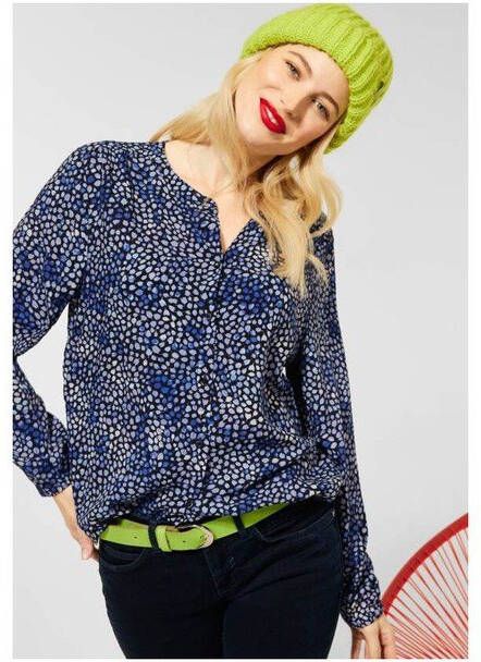 Street One blouse met all over print donkerblauw/paars/zwart