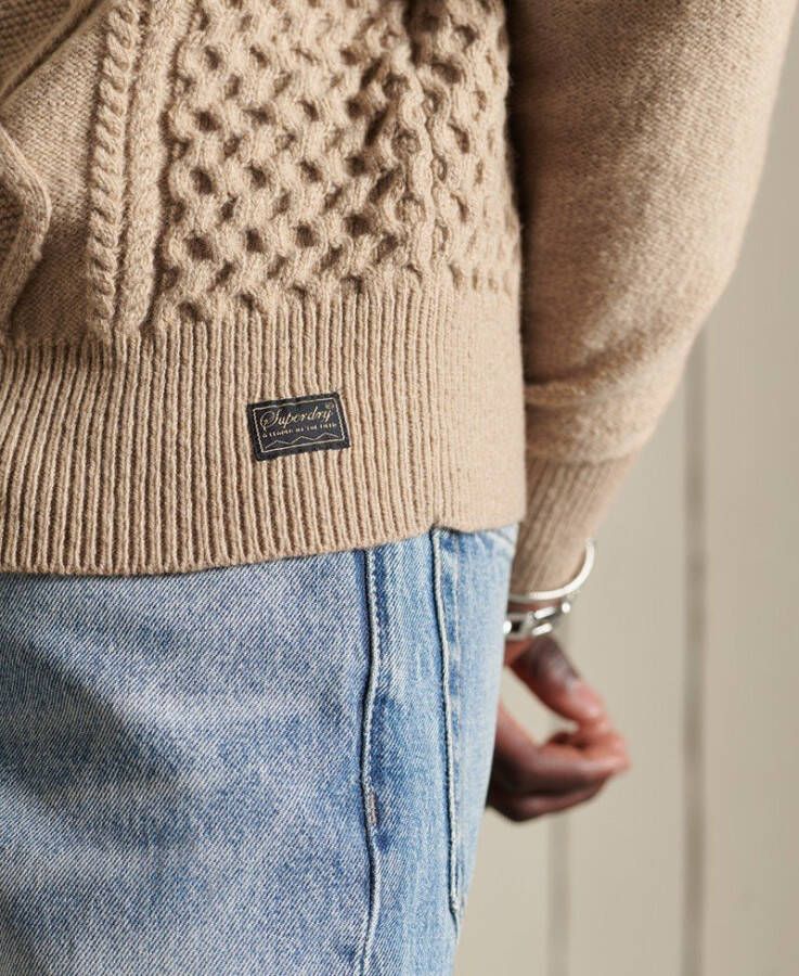 Superdry Patchwork cable crew oatmeal(m6110291a 18c )