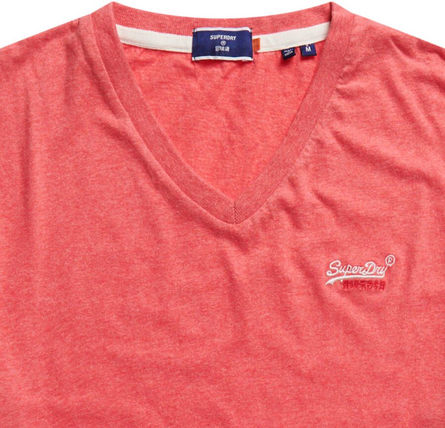 Superdry gemêleerd T-shirt van biologisch katoen koraalrood