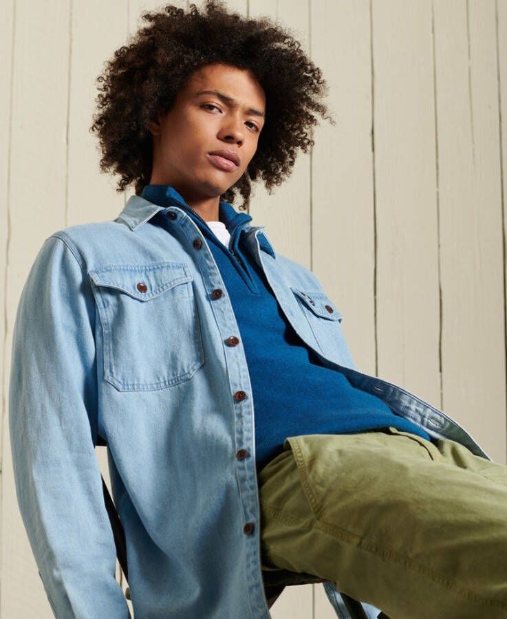 Superdry Vintage emb cotton/cash henley hoxton blue marl(m6110289a 6dg )