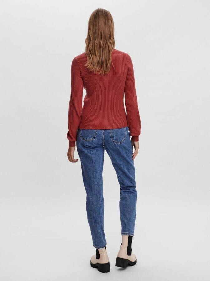 VERO MODA ribgebreide trui VMRAINA roodbruin