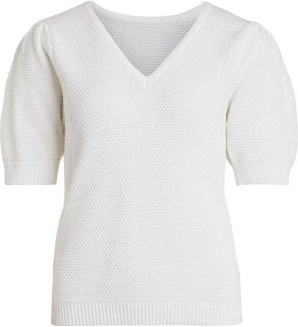 Vila Trui met korte mouwen VICHASSA V NECK PUFF met korrelig breimotief